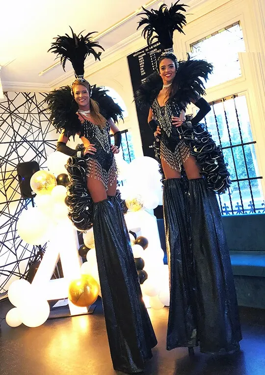 Black Showgirl Stilt Walkers